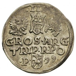 trojak 1599, Poznań, Iger P.99.1.c, moneta z końcówki b...