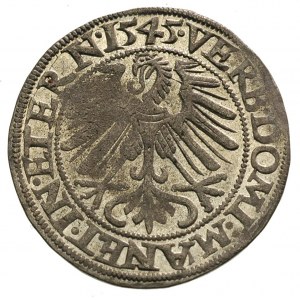 grosz 1545, Legnica, F.u.S. 1370, bardzo ładny, duży bl...