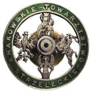 Odznaka Krakowskiego Towarzystwa Strzeleckiego, mosiądz...