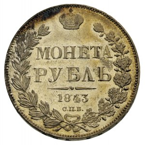 rubel 1843 F-X, Petersburg, Bitkin 202, bardzo ładny, p...