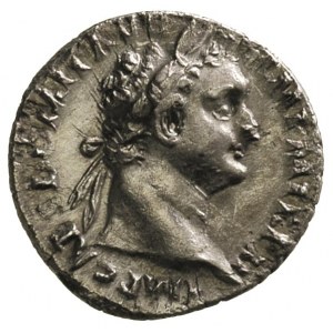 Domicjan 81-96, denar 92-93, Rzym, Aw: Głowa cesarza w ...