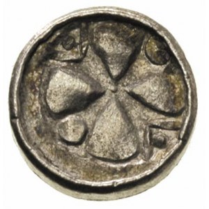 Saksonia, denar krzyżowy XI wiek, Aw: Pastorał na tle k...
