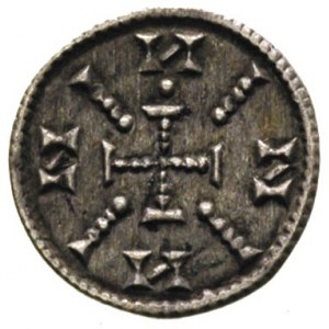 denar XII w., Aw: Krzyż perełkowy, w polu N-N-N-N, międ...