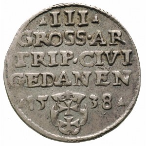 trojak 1538, Gdańsk, korona królewska z krzyżykiem, Ige...