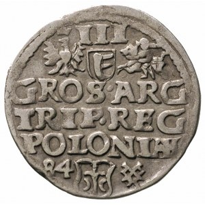 trojak 1584, Poznań, na awersie mała głowa króla, Iger ...