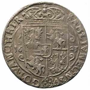 ort 1623, Bydgoszcz, szeroka głowa króla, w koronie nad...