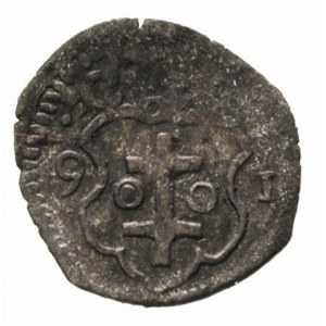 denar 1591, Wschowa, H-Cz. 847 R3, T. 20, bardzo rzadki...