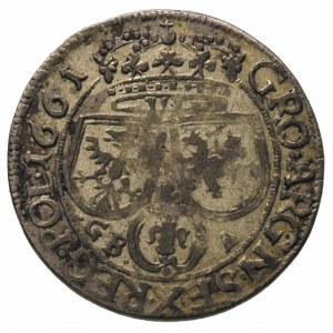 szóstak 1661, Lwów, po boku herbu Snopek litery GB - A,...