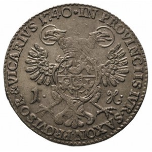 grosz wikariacki 1740, Drezno, Aw: Popiersie króla, Rw:...