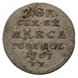 2 grosze srebrne (półzłotek) 1767, Warszawa, Plage 246,...