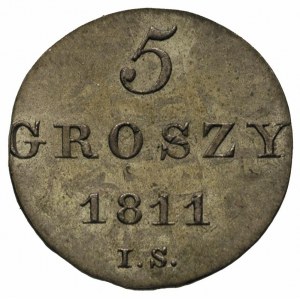 5 groszy 1811 I.S., Warszawa, Plage 94, moneta przebita...