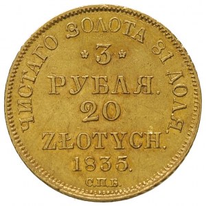 3 ruble = 20 złotych 1835, Petersburg, złoto 3,92 g, Pl...