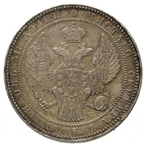 1 1/2 rubla = 10 złotych 1835, Petersburg, po 4 kępce l...