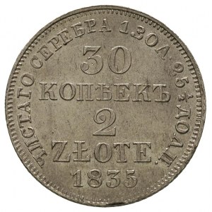 30 kopiejek = 2 złote 1835, Warszawa, Plage 372, Bitkin...