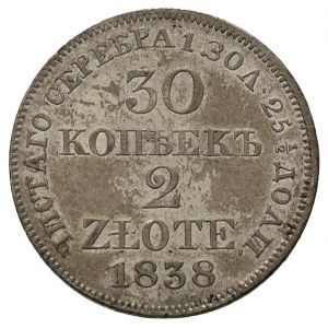 30 kopiejek = 2 złote 1838, Warszawa, Plage 377, Bitkin...