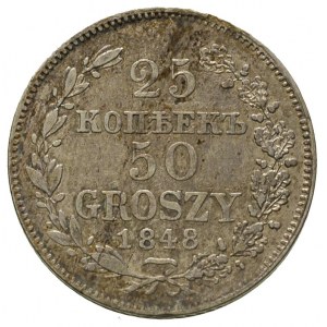 25 kopiejek = 50 groszy 1848, Warszawa, Plage 387, Bitk...