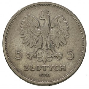 5 złotych 1930, Warszawa, Nike, Parchimowicz 114.c, rza...