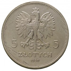 5 złotych 1930, Warszawa, Sztandar, moneta wybita głębo...