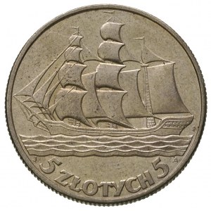 5 złotych 1936, Warszawa, Żaglowiec, Parchimowicz 119, ...