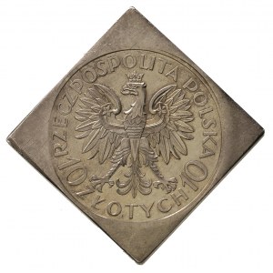 10 złotych 1933, Jan III Sobieski, klipa, na rewersie w...