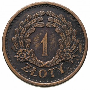 1 złoty 1928, bez napisu PRÓBA, na rewersie znak mennic...