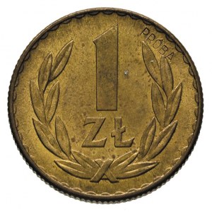 1 złoty 1957, na rewersie wklęsły napis PRÓBA, mosiądz,...
