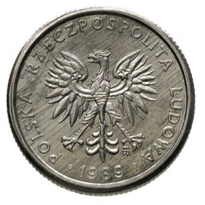 1 złoty 1989, na rewersie wypukły napis PRÓBA, aluminiu...