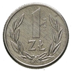 1 złoty 1989, na rewersie wypukły napis PRÓBA, aluminiu...