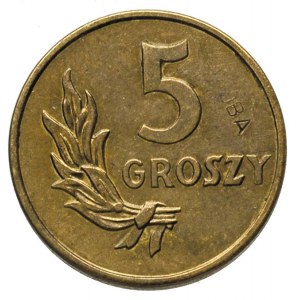 5 groszy 1949, na rewersie wklęsły napis PRÓBA, mosiądz...