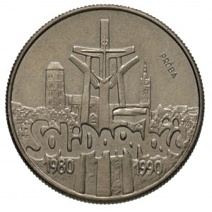 10.000 złotych 1990, Solidarność, na rewersie wypukły n...