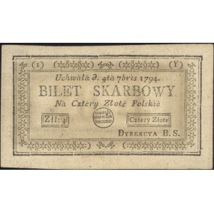 4 złote polskie 4.09.1794, seria 1-Y, Miłczak A11a, Luc...