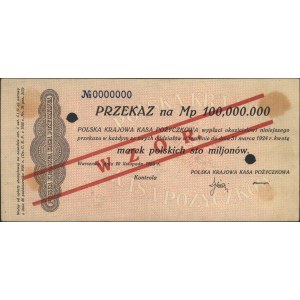 przekaz na 100.000.000 marek polskich 20.11.1923, WZÓR,...