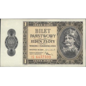 1 złoty 1.10.1938 seria IG, Miłczak 78b, Lucow 719 (R3)...