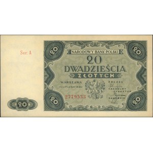 20 złotych 15.07.1947, seria A, Miłczak 130, piękne