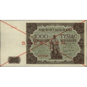 1.000 złotych 15.07.1947, SPECIMEN, seria A 1234567, Mi...