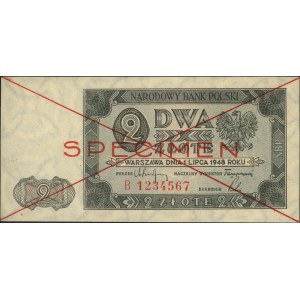 2 złote 1.07.1948, SPECIMEN, seria B 1234567, Miłczak 1...