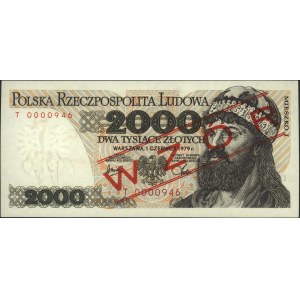 2.000 złotych 1.06.1979, seria T 0000946, nadruk WZÓR, ...