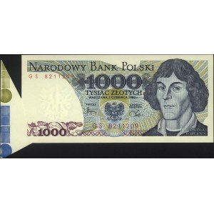 1.000 złotych 1.06.1982, seria GS, Miłczak 162, błąd dr...