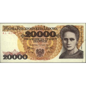 20.000 złotych 1.02.1989, seria AL, Miłczak 175b, błąd ...