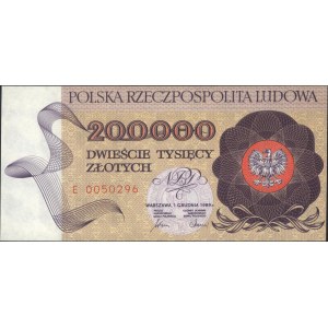 200.000 złotych 1.12.1989, seria E, Miłczak 177, wyśmie...