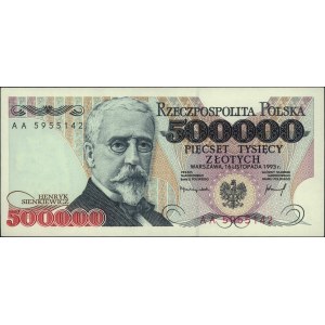 500.000 złotych 16.11.1993, seria AA, Miłczak 193b, bar...