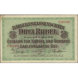 50 kopiejek i 3 ruble 17.04.1916, Poznań, Miłczak  P2d ...