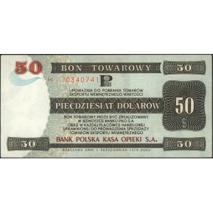 bon towarowy PKO, 50 dolarów 1.10.1979, seria HJ, Miłcz...