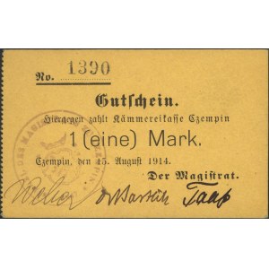 Czempiń /Czempin/, 1 marka 15.08.1914, odmiana  z trzem...