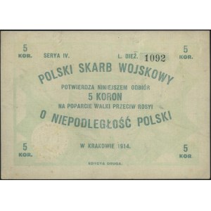 Polski Skarb Wojskowy, 5 koron 1914, Kraków, edycja dru...