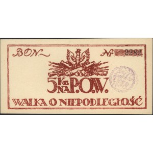 Polska Organizacja Wojskowa, bon na 5 koron 1918, Lucow...