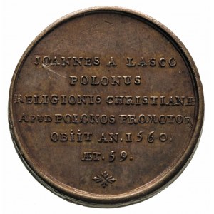 Jan Łaski medal autorstwa Jean Dassier’a, Aw: Popiersie...