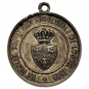 medalik z uchem na 300-lecie Unii Lubelskiej 1869 r, Aw...