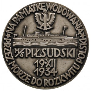 Wodowania statku M/S Piłsudski - medal autorstwa W. Jas...