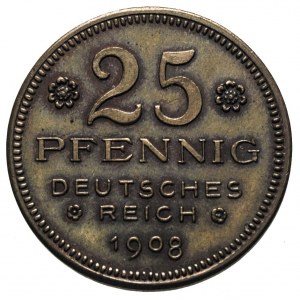 25 fenigów 1908, próba, miedź lub brąz 4.31 g, Schaff 1...